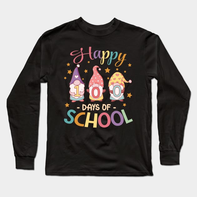 Happy 100 Days of School 2024 gnomies Long Sleeve T-Shirt by panji derel